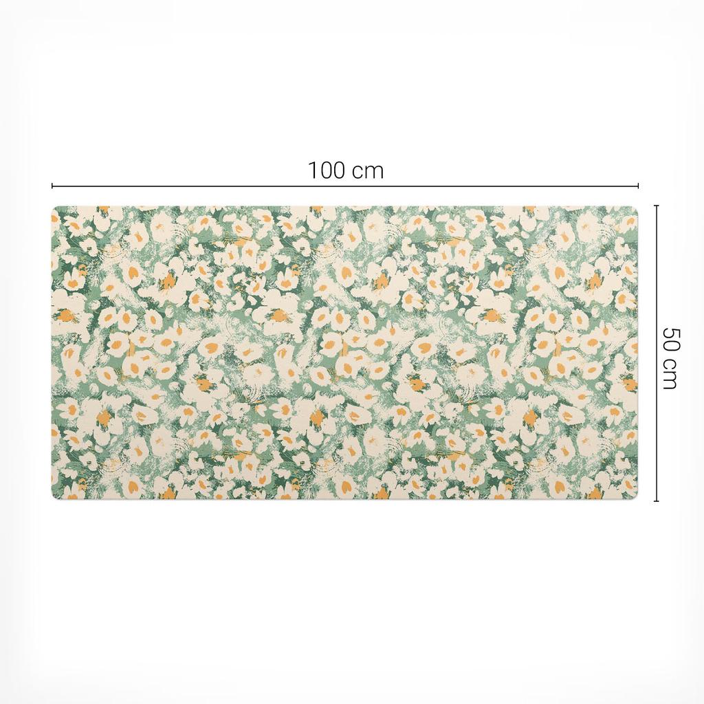 Vinyl Desk Mat with Stylish Retro Floral Print 100x50 cm