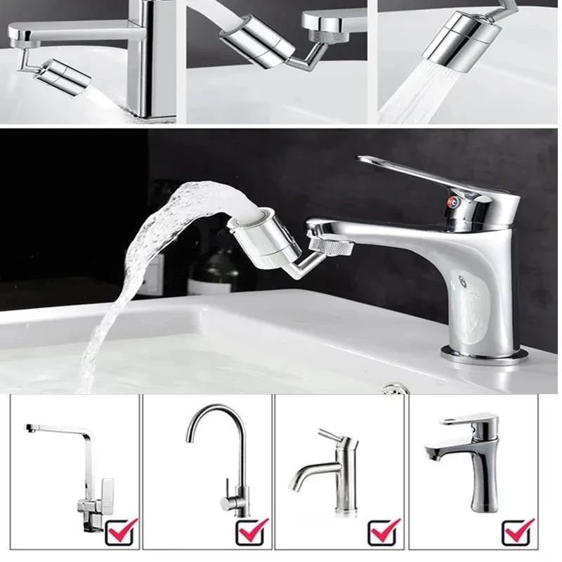 Universal 720 Degree Swivel Tap Aerator Splash-proof Water Saving Plastic Faucet Spray Head with Extender Adapter for Wash Basin