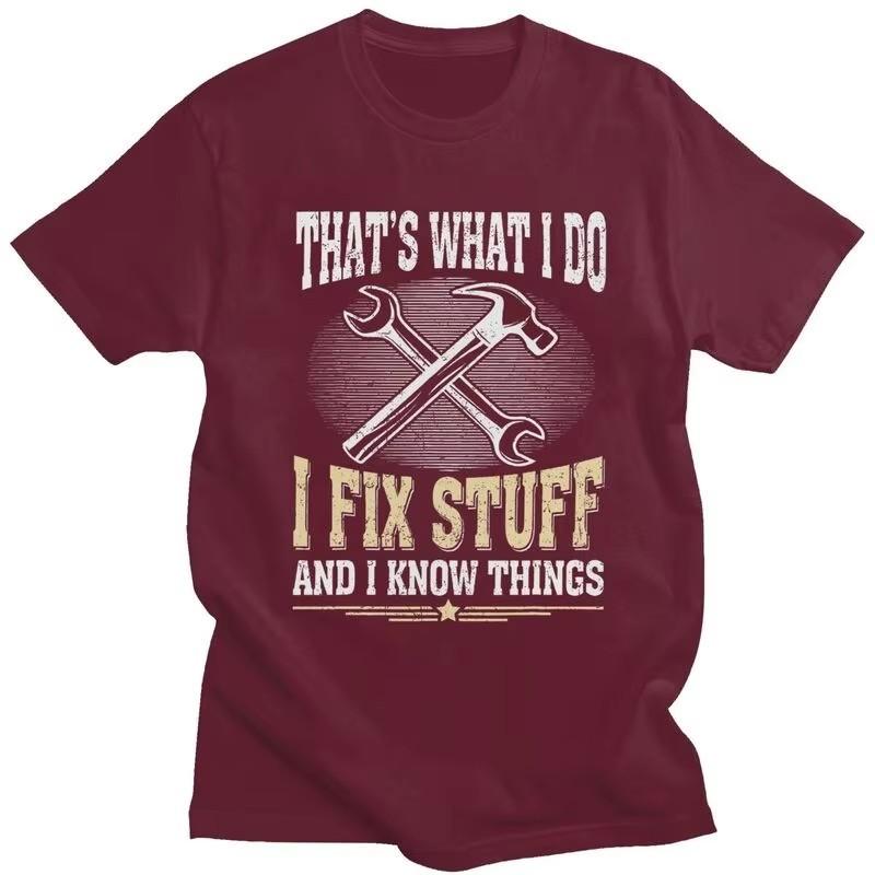 I Fix Stuff Graphic Tee for Unisex Short Sleeve Cotton T-Shirt Mechanic Engineer Gift