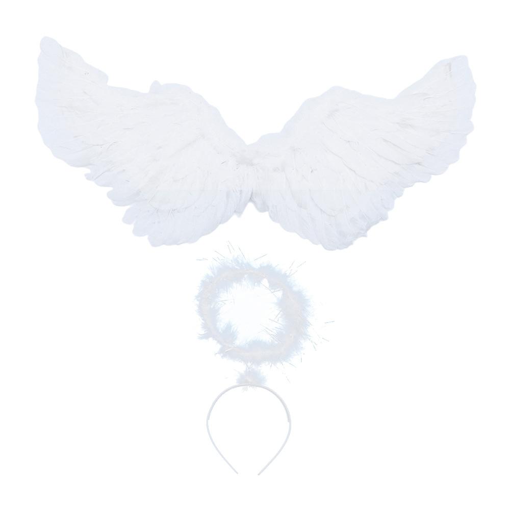 1Set Angel Wings with Headdress Girl Angel Dress for Kids Party Costume Cosplay Fairy Prop for Birthday