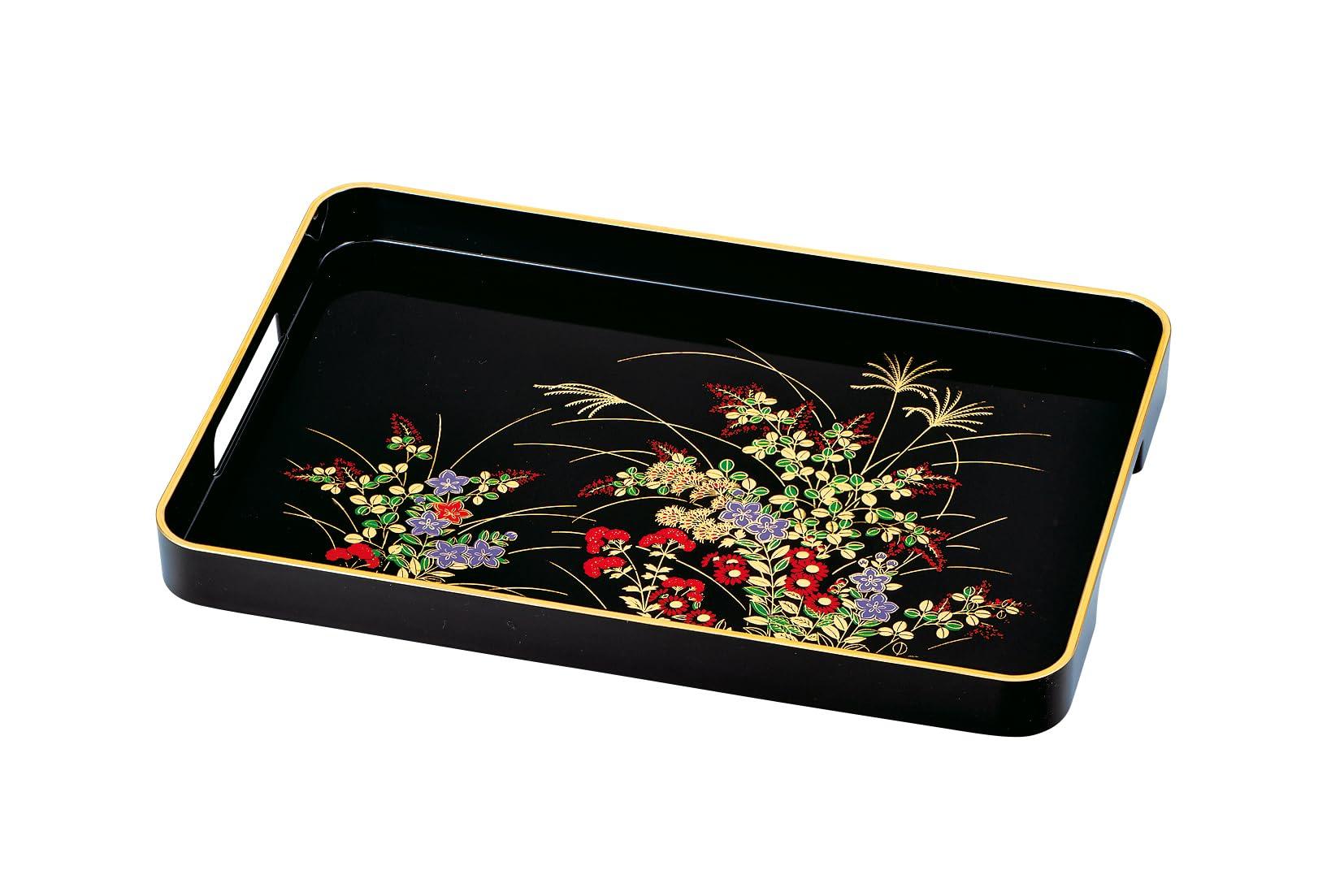 

Nakatani Brothers Long Tray with Autumn Grass Yamanaka Lacquerware 12.0cm Handle, Black, Design, 37-4412 чёрный