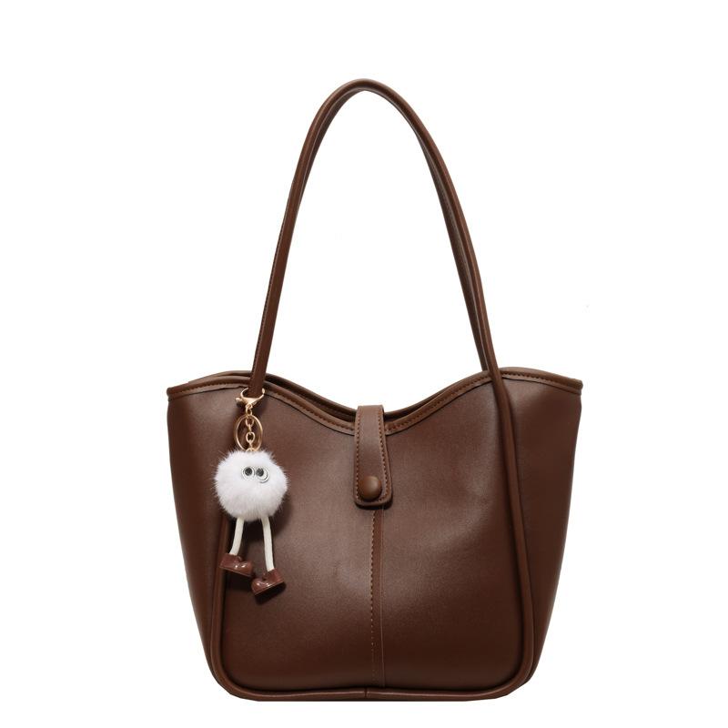 

Premium bag, new niche bag, popular today, shoulder large-capacity commuter tote bag, bucket bag. Without pendant коричневый