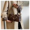 Retro Style Faux Leather Shoulder Bag for Women, Large Capacity Vintage Handbag, Trendy Commute Crossbody Bag
