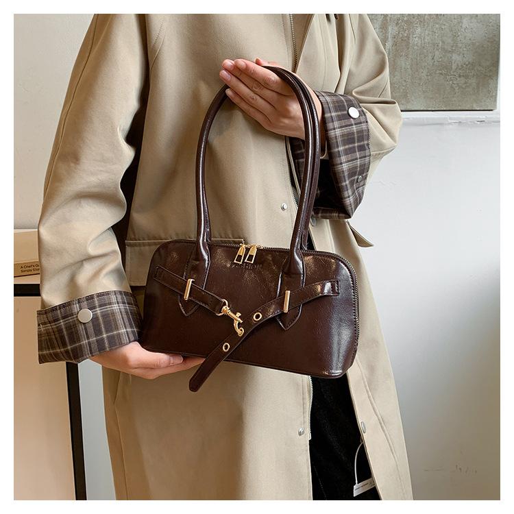 Retro Style Faux Leather Shoulder Bag for Women, Large Capacity Vintage Handbag, Trendy Commute Crossbody Bag