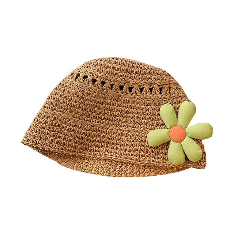 New Short Brim Sun Hat Women's Summer Handmade Straw Hat Sunscreen Small Flowers Cute Bucket Hat Tide