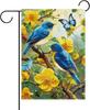 Welcome Spring Summer Bluebirds Oral Decorative Garden Ag, Yellow, 12 X 18 XXQ