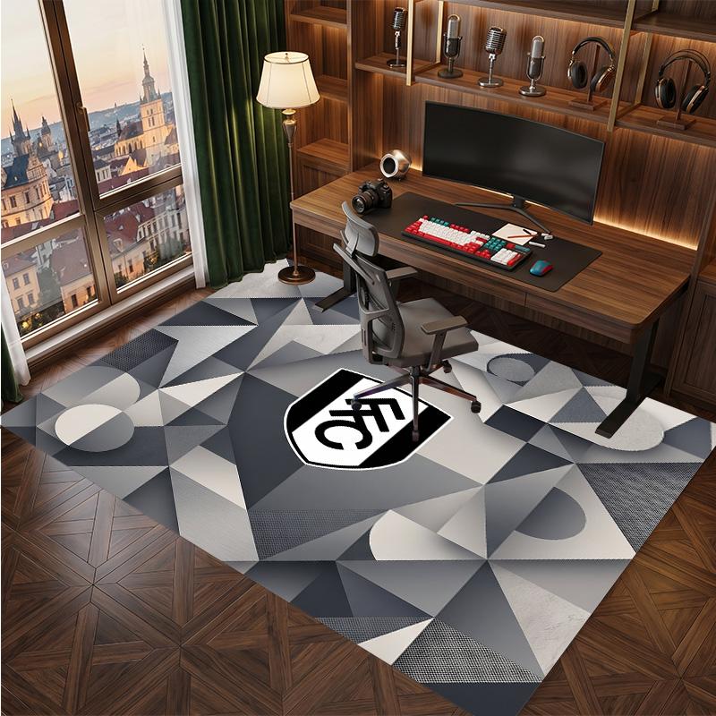 Fulham Football Print Crystal Velvet Rug, Comfortable Water Absorbent Non Slip Indoor Floor Carpet