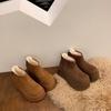 Retro buty zimowe na grubej podeszwie, podwyższające buty, ocieplane krótkie botki, buty damskie, buty w nowym stylu