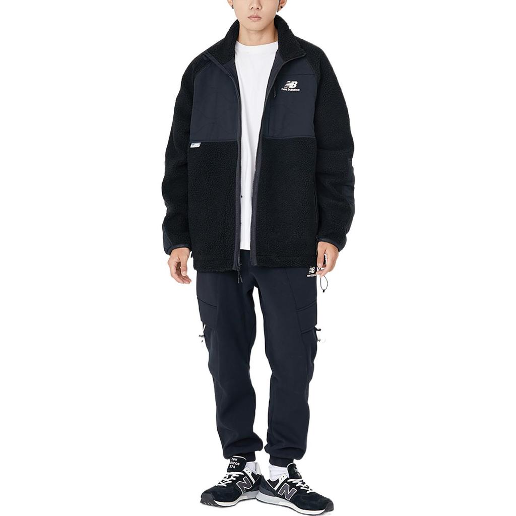 New Balance Velvet Jackets Men's Black Stand Collar Moderate AMJ23326-BK