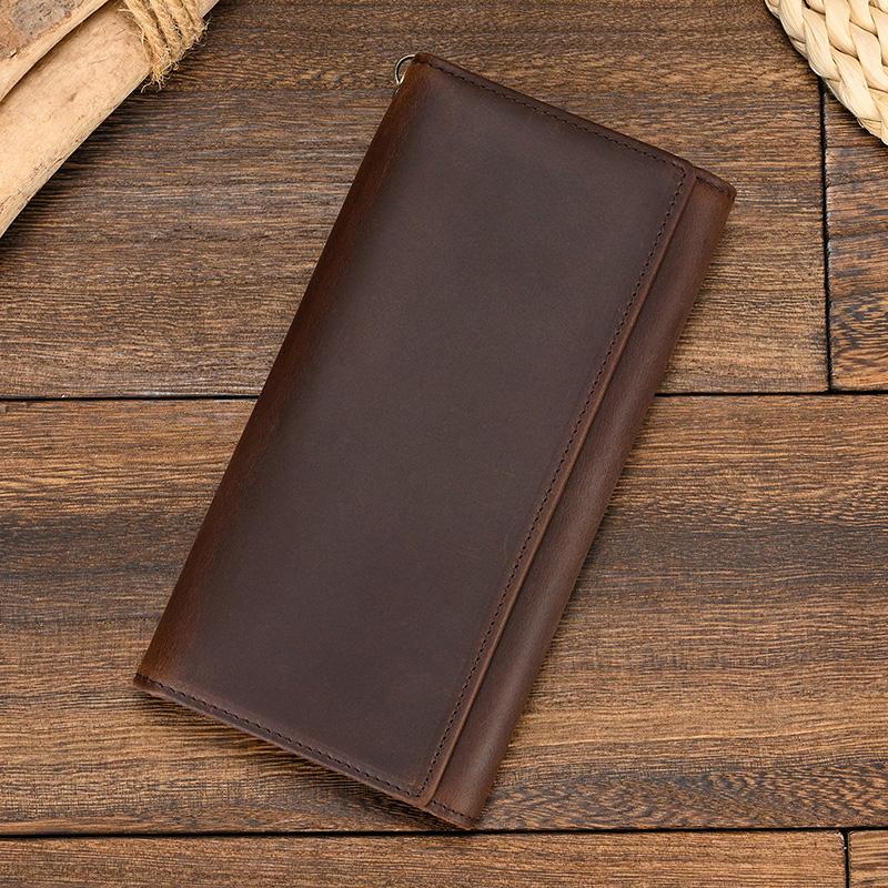 Luxury Style Men's Leather Wallet With Iron Chain Genuine Leather Clip Purse For Men Male Fashion Men's Long Wallet Dropshipping