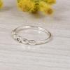 White Topaz Minimalist Ring – 925 Sterling Silver Dainty Stackable Ring – Delicate Beaded Band with Tiny Gemstone – Everyday Jewelry Gift