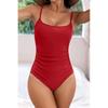 Womens Solid Color Sleeveless Backless One-Piece Swimsuit With Padded Cups Swimming Beach Vacation