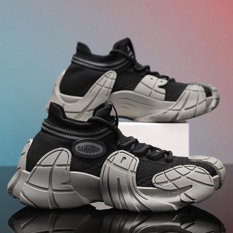 Men's Shoes Breathable Fly-woven Socks Shoes Men's Spring Platform Mesh Sports and Leisure Trendy Shoes Students