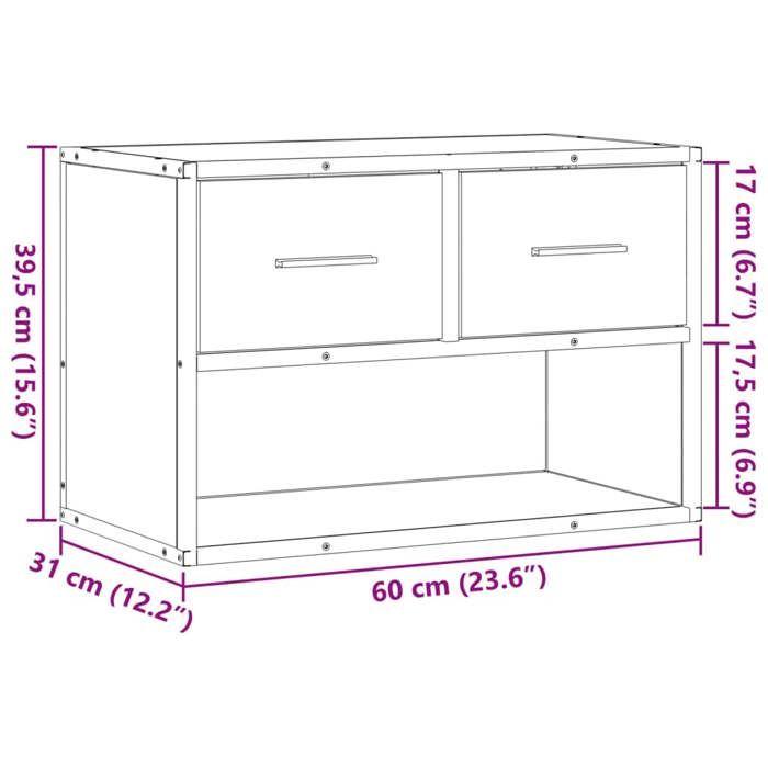 VidaXL TV Cabinet Sonoma Grey 60x31x39.5 Cm Engineered Wood and Metal, TV Stand, Media Cabinet, TV Console, HiFi Furniture, 848912