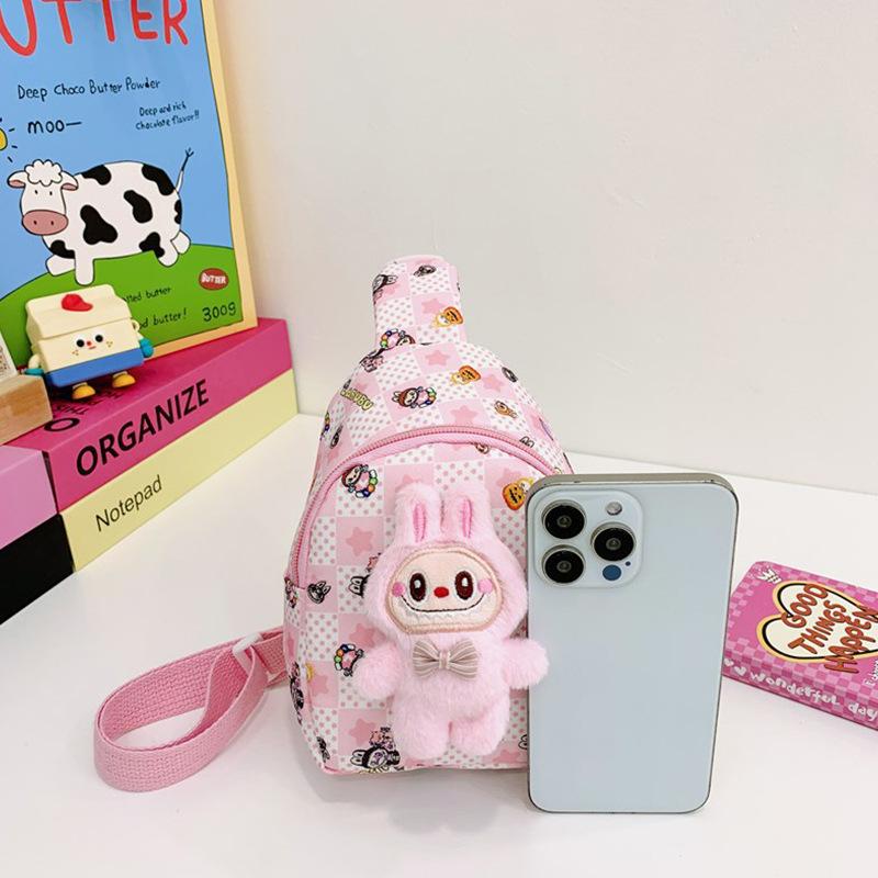 Boys and Girls Cartoon Labubu Printed Waist Bag