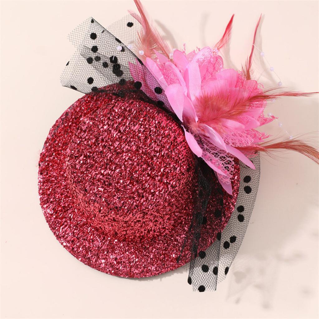 20s Theme Party Mesh Fascinator Hat Hair Clip with Flower Clipon Hat Masquerades Cocktail Party Dressingup Accessories