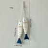 Pair of Rustic Wood Fish Carving Wall Hangings, Antique-Style "Abundant Blessings" Decorative String for Country Home Decor