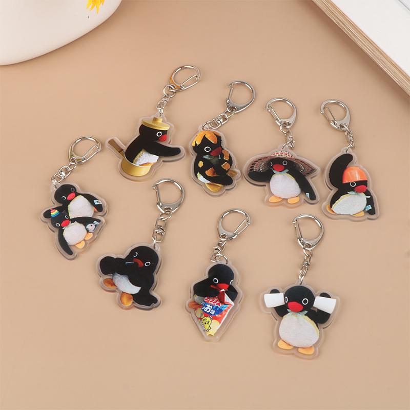Pinguin Roztomilý Kreslený Akrylový Přívěsek na Klíče Kawaii Hračka Přívěsek na Batoh Školní Tašku Zábavný Kroužek na Klíče Dárek