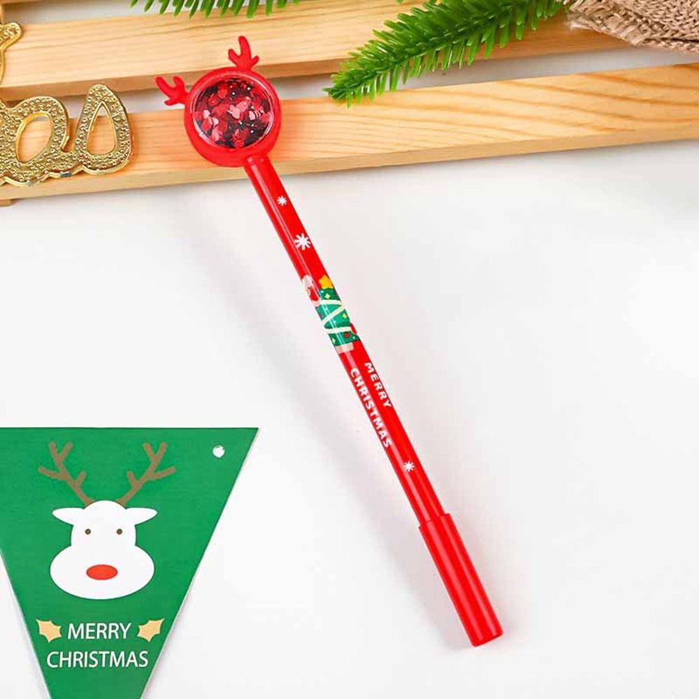 

Cartoon Sequins Elk Signing Pen Christmas Gel Pens Pressable Pens Christmas Stationary Supplies A