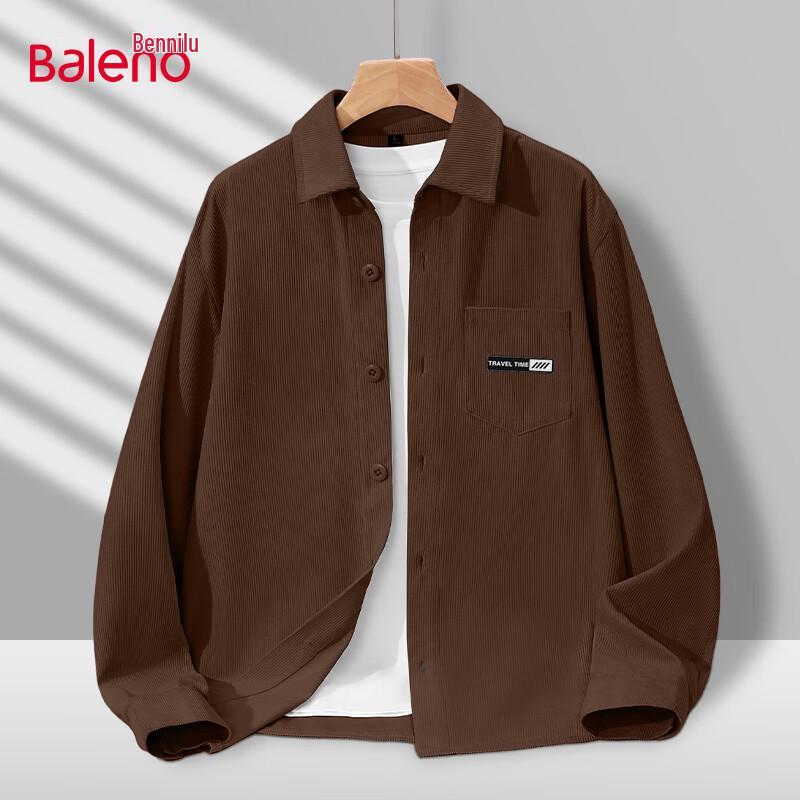 Baleno Men s Corduroy Lapel Shirt Jacket 3XL