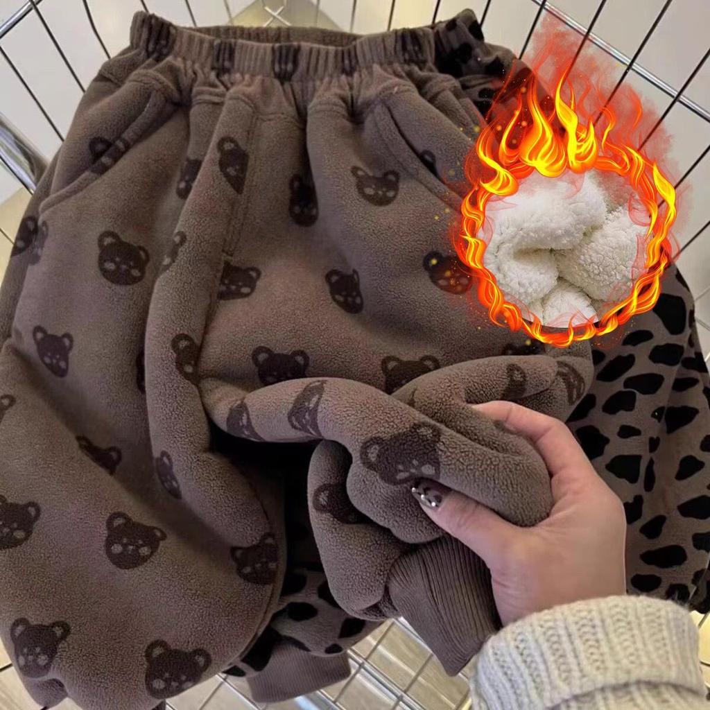 Baby Plyschbyxor Sammet Höst Vinter Pojkes Tjocka Mjukisbyxor Barn Flickors Tecknade Byxor Barns Varma Byxor Trend