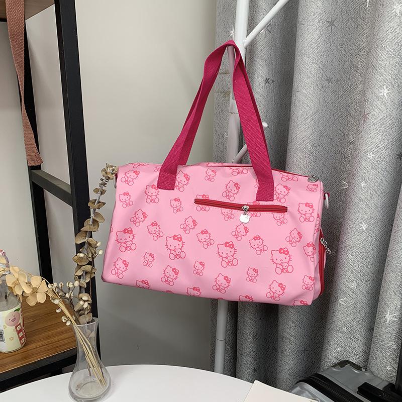 

New Cartoon Kitty travel luggage bag Student fitness bag Portable storage bag Kawaii Tote HandBags Large capacity Travel handbag
