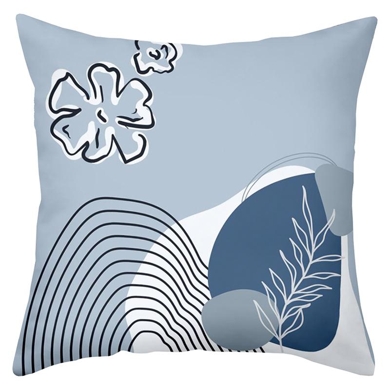 Blue and White Floral Patterned Cushion Covers Set Polyester Pillowcase, Sofa Decorative Cushion Cov Headboard Pillow
