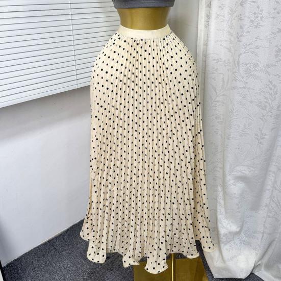 Gonna Donna Elastica Vita Alta Gonna Maxi a Linea A Modellante Ampio Fondo Stampa Pois Pieghettata Lunga per Uso Quotidiano Lavoro Tempo Libero