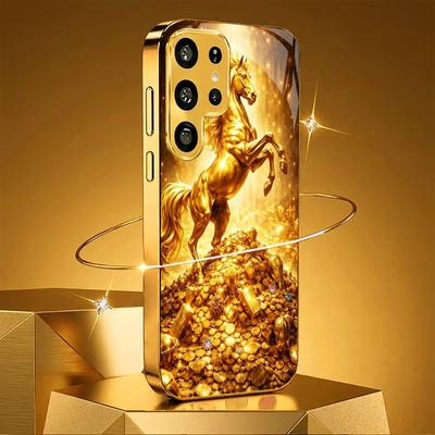 Luxuriöses Schnelles Pferd High-End Handyhülle Galvanisierte Glas-Handyhülle für Samsung Galaxy S26 S25 S24 S23 S22 S21 FE, Ultra, Plus