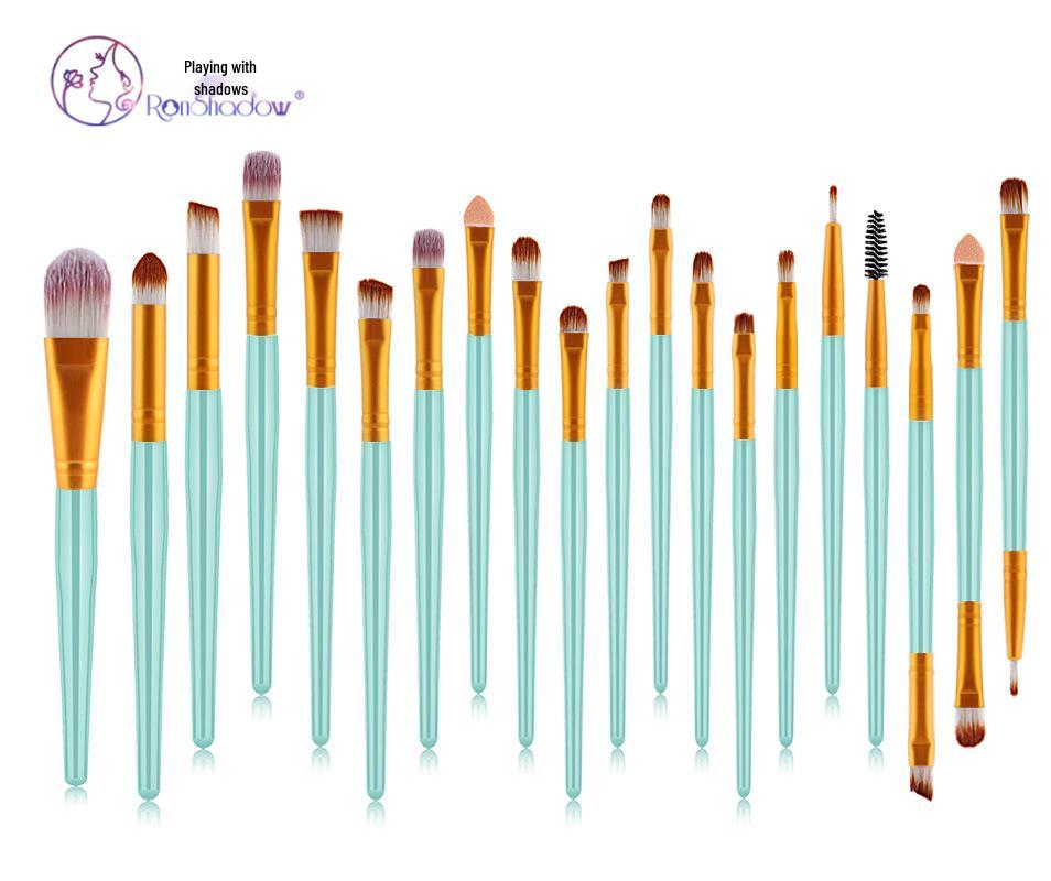 20-Piece Eye Makeup Brush Set: Includes Eyebrow, Foundation, Eyeshadow, Lip, and Contour Brushes.