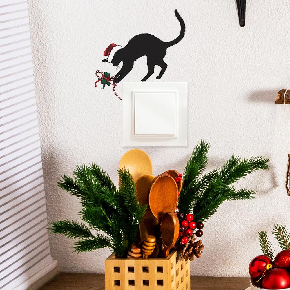 Christmas Atmosphere Personalized Black Cat Gifts Living Room Entrance, Home Switch Beautification Stickers