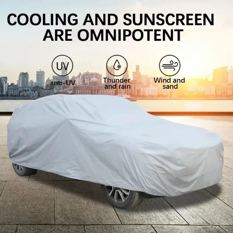 Funda Universal para Coche Completo Impermeable Antipolvo para Todas las Estaciones Recubrimiento de Película PE con Parasol Protector de Aluminio Reflejo de Rayos UV