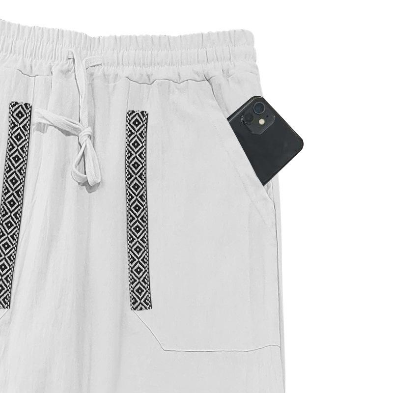 Four seasons men's linen breathable bohemian style loose wide-leg hip-hop casual sports trousers men