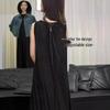 Elegant 2026 French Summer Pleated Tank Dress for Women - Casual, High-End Long Vacation Wear