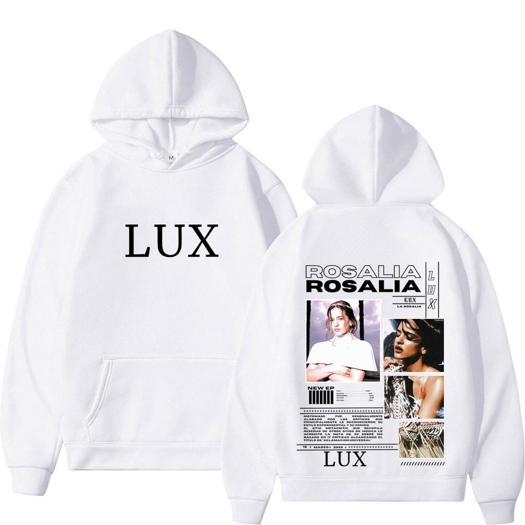 Singer Rosalia Lux Album 2026 Tour Print Hoodie Men Women Hip-hop Pullover Long Sleeves Loose High Quality Hip-hop Sweatshirts