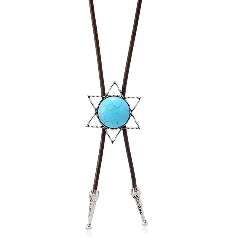 Bolo Tie Cowboy Costume Accessory for Men and Women Adjustable Length Vintage Metal Butterfly Pendant Necktie Necklace