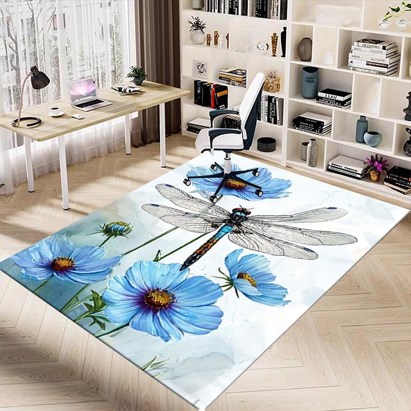 1PC Dragonfly Flowers Extra Large Non Slip Floor carpet, Office, family, bedroom, Studio   Large Area Rug Indoor Rugs, , Vibrant Colors