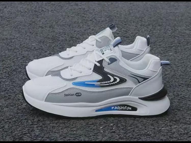 Atmungsaktive weiße Mesh-Sportschuhe mit dicken Sohlen