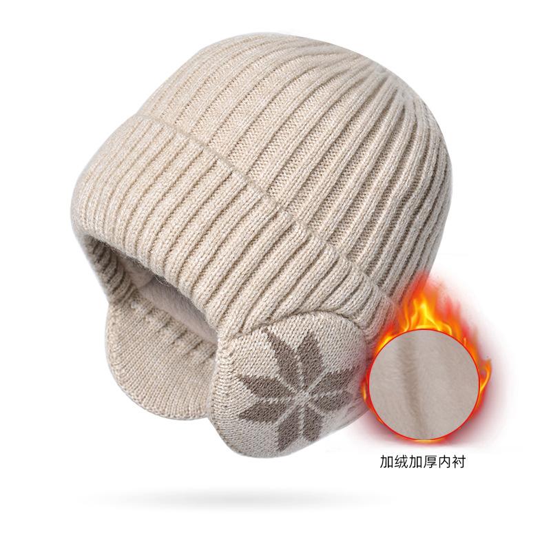 Winter warm knitted wool hat men's fleece thickened hat women's Korean version outdoor cycling ear protection headgear