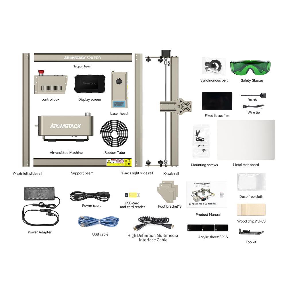 ATOMSTACK S20 Pro Laser Engraving Cutting Machine 20W Laser Power 400x400mm Engraving Area