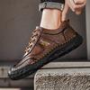 Fashion Men's Leather Casual Sneakers Handmade Breathable Shoes Soft Low-top Working Shoes