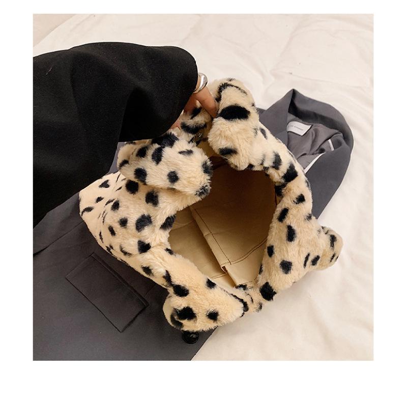 Tooxika Autumn And Winter High-grade Fur Bag Leopard Print Underarm Bag Fashionable Plush Puppy Shoulder Bag