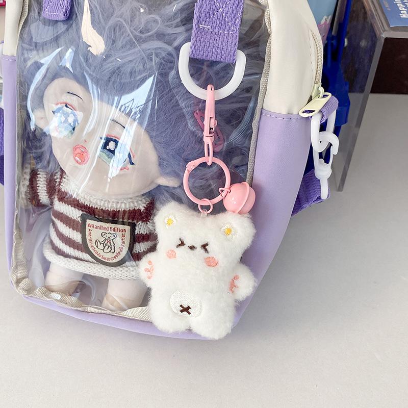 Female cotton doll college style double-sided shoulder bag transparent messenger bag cute small bag handbag