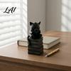 Miniature Statue for Shelves 3D Printed Reading Cat Figurine Desktop Animal Statue Kitten Sitting On Inspirational Student Gift Stacked Book