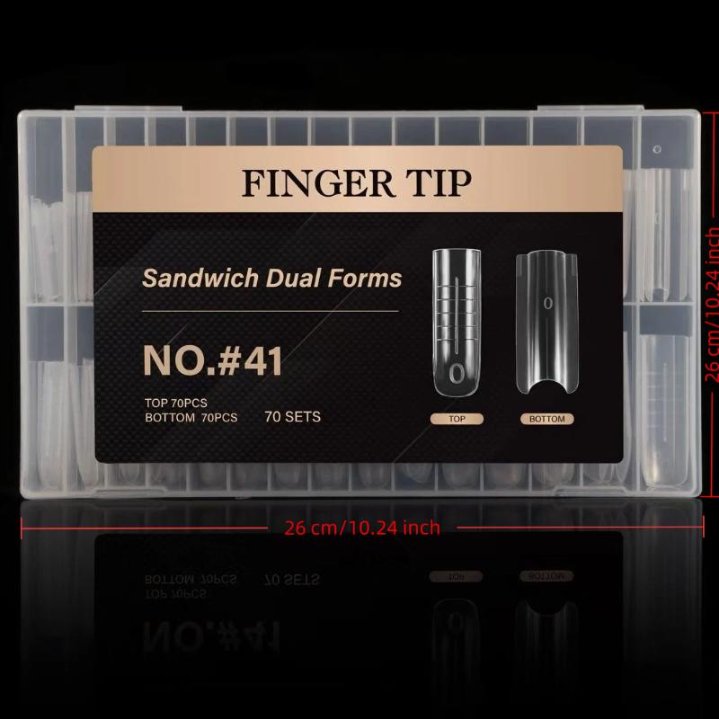 140/280 Pezzi Forme Doppie per Unghie Sandwich Estensioni-Forme Doppie Stampo Superiore Inferiore Forme per Unghie Quadrate Lunghe Mandorla Strumento Manicure