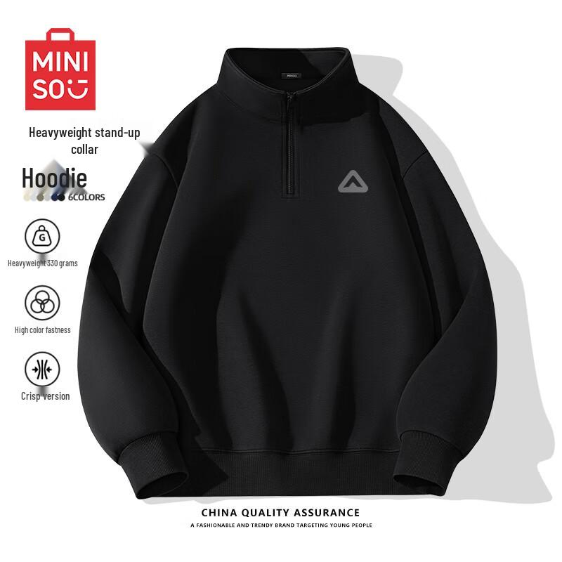 MINISO Men's Loose Fit Half-Zip Stand-Collar Sweatshirt