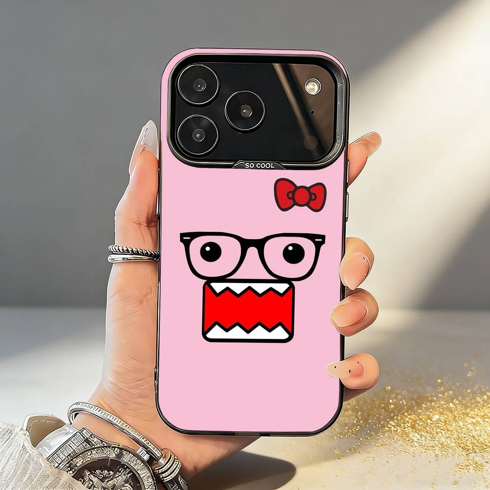 Cute Domo-kun Phone Case For iPhone17,16,15,14,13,12,11,Pro,MAX Gray Matte Silicone Black Cover