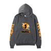 Haikyuu Fly High Jump Silhouette Unisex Fleece Hoodie Japanese Kanji Orange Vertical Sleeve Volleyball Anime Pullover Sweatshirt