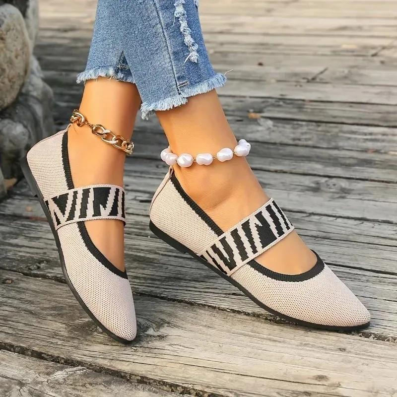 Fashion Women's Ballet Flats Casual Shoes Low Heel Barefoot Elegant Woman Sneakers Socofy Comfortable Pointed Toe On
