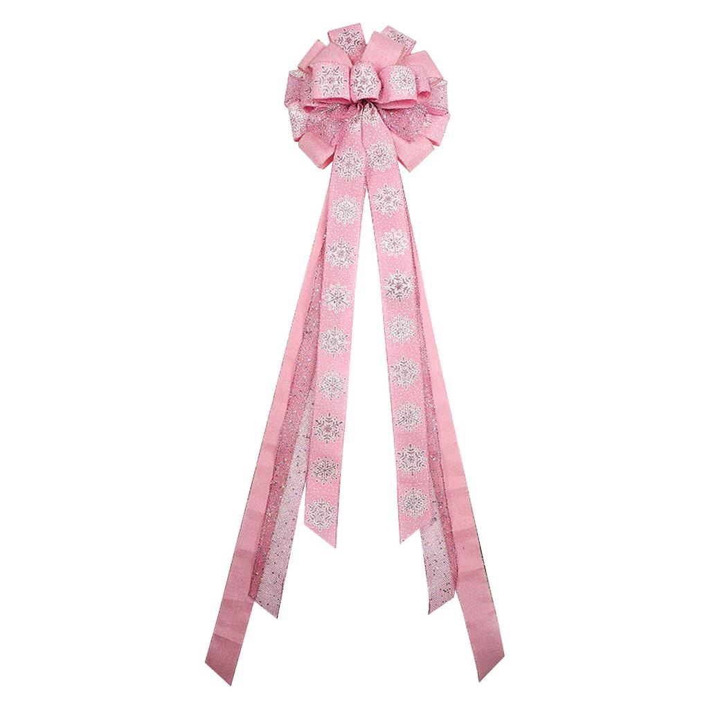 Christmas Tree Topper Large Bow Winter Xmas Tree Decorations Bows For Christmas Tree Glitter Snowflake Tree Top